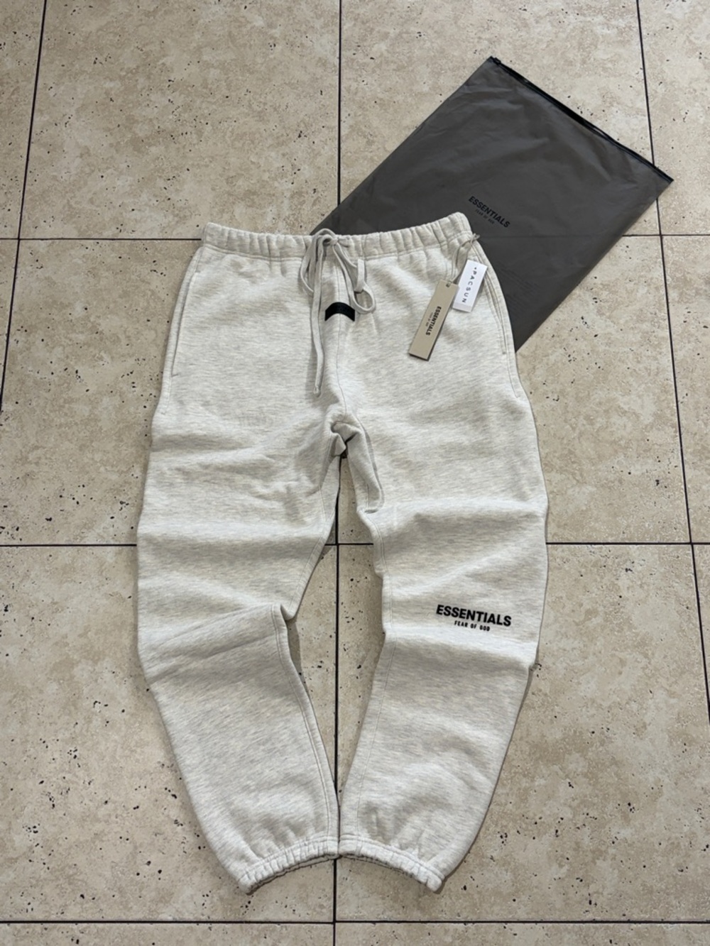 Light Oat Cuffed Essential Sweatpants